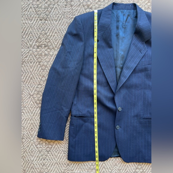 Yves Saint Laurent Vintage YSL Navy Blue Striped Wool Blazer Mens Sport Coat - Picture 3 of 7